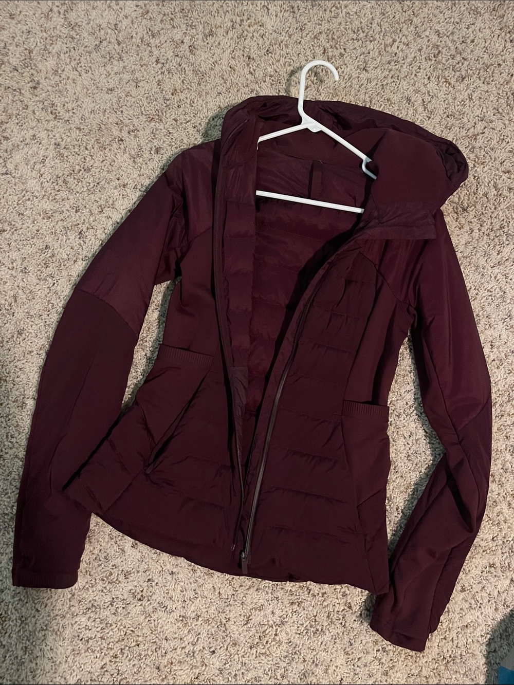 lululemon athletica Quilted Hooded Jacket in Deep Wine